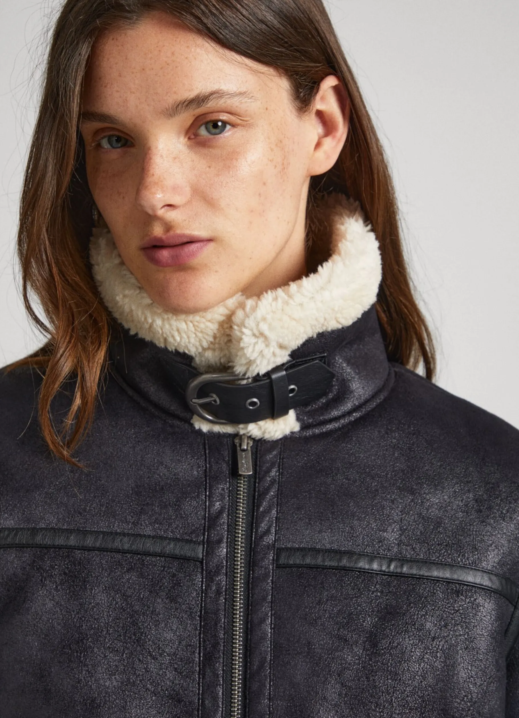 Women Pepe Jeans Fleece Lined Biker Jacket