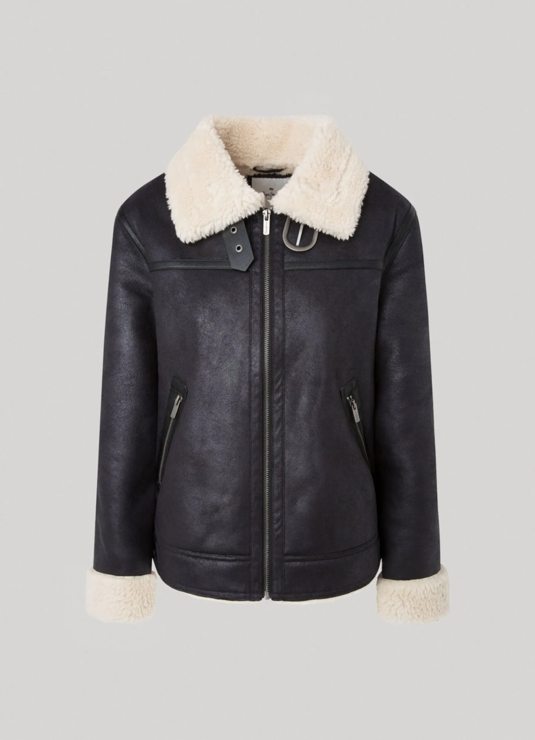 Women Pepe Jeans Fleece Lined Biker Jacket
