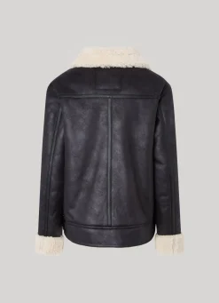 Women Pepe Jeans Fleece Lined Biker Jacket