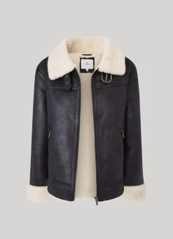Women Pepe Jeans Fleece Lined Biker Jacket