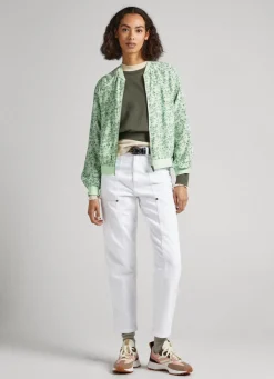 Women Pepe Jeans Floral Print Bomber Jacket