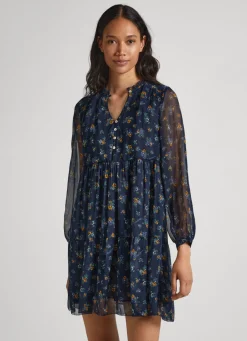 Women Pepe Jeans Floral Print Chiffon Dress