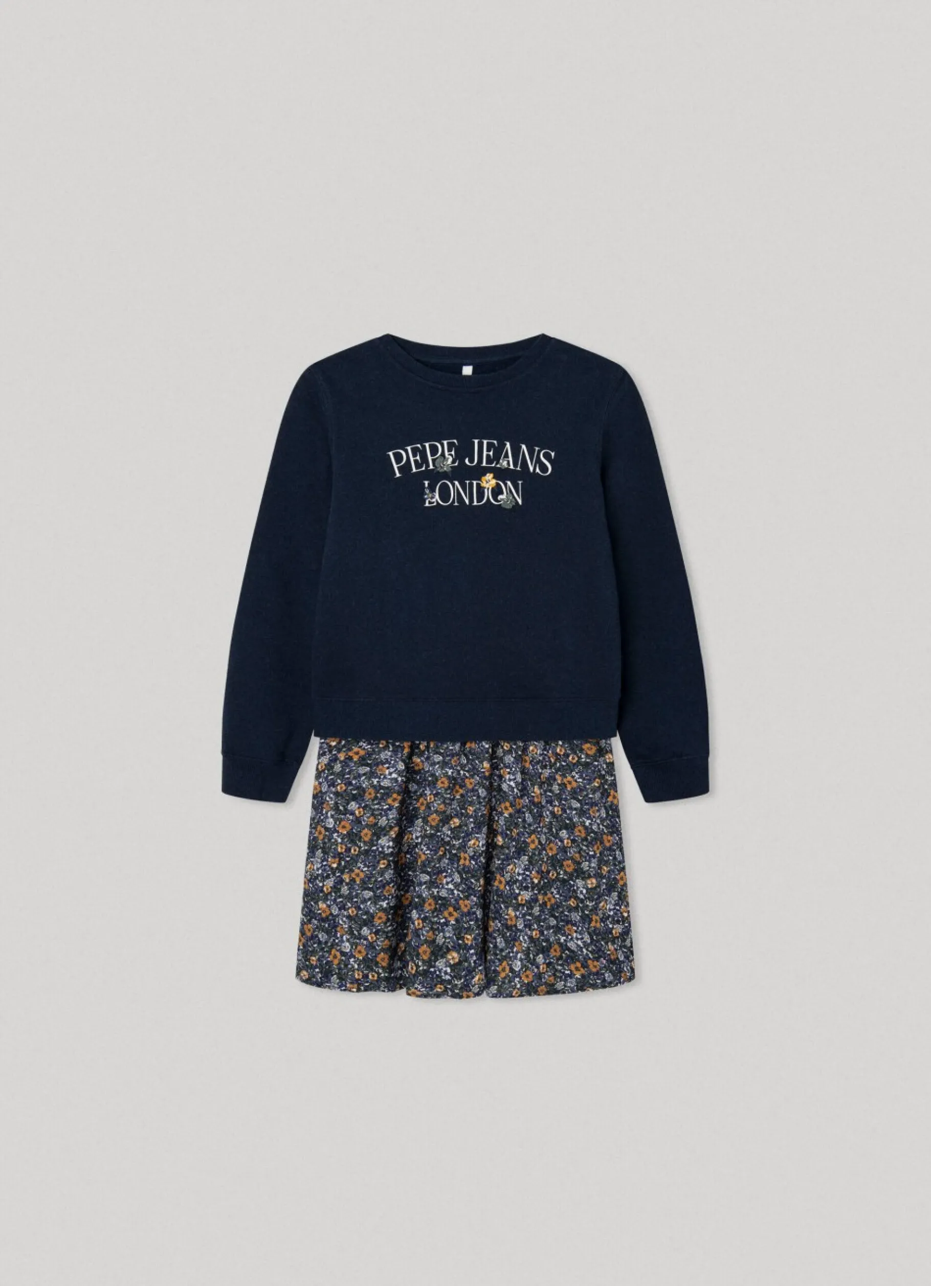 Girl Pepe Jeans Floral Print Sweatshirt Dress