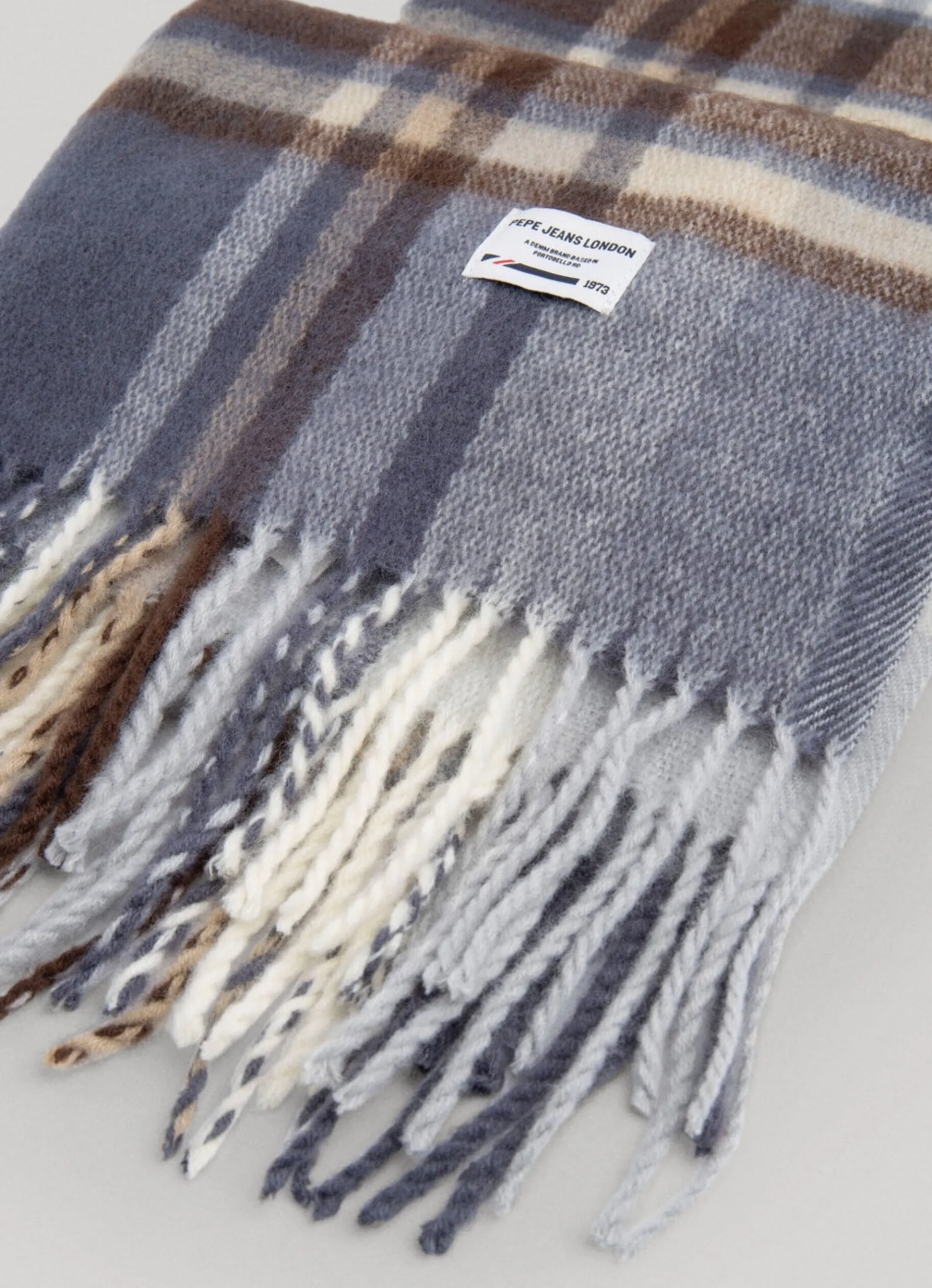 Men Pepe Jeans Fluid Fabric Check Scarf