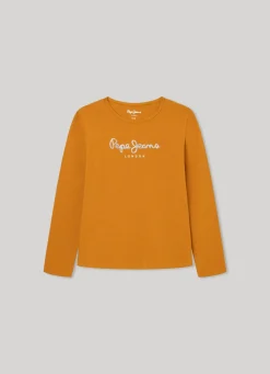 Girl Pepe Jeans Front Glitter Logo T-Shirt