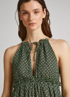 Women Pepe Jeans Geometric Print Chiffon Dress
