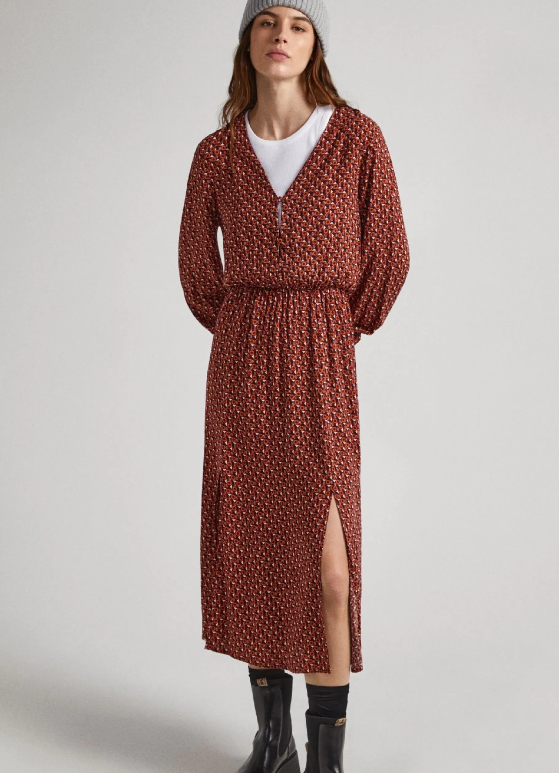 Women Pepe Jeans Geometric Print Dobby Dress