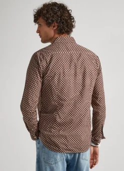 Men Pepe Jeans Geometric Print Poplin Shirt