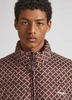 Men Pepe Jeans Geometric Print Puffer Jacket