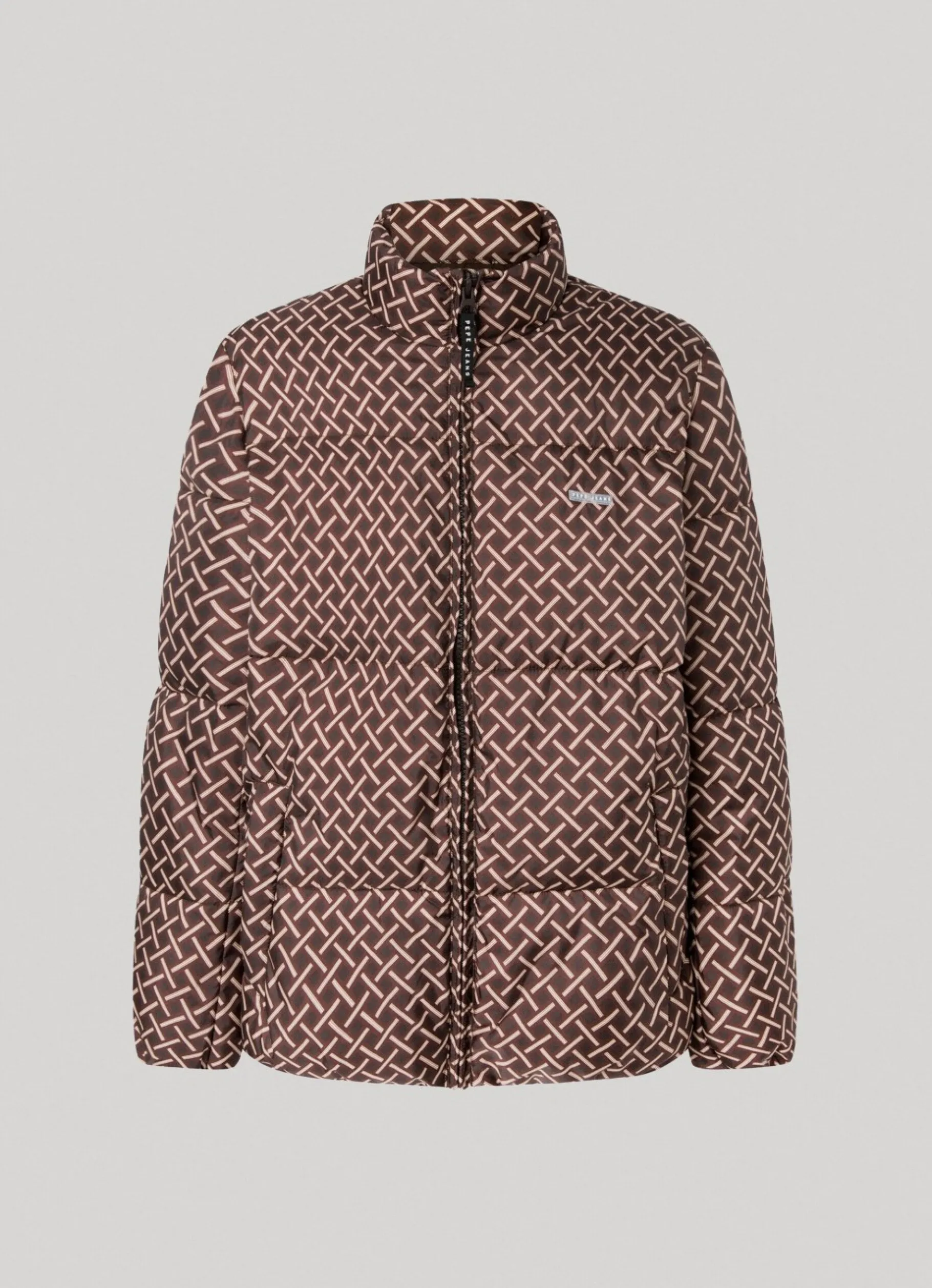 Men Pepe Jeans Geometric Print Puffer Jacket