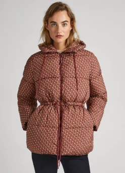 Women Pepe Jeans Geometric Print Puffer Jacket