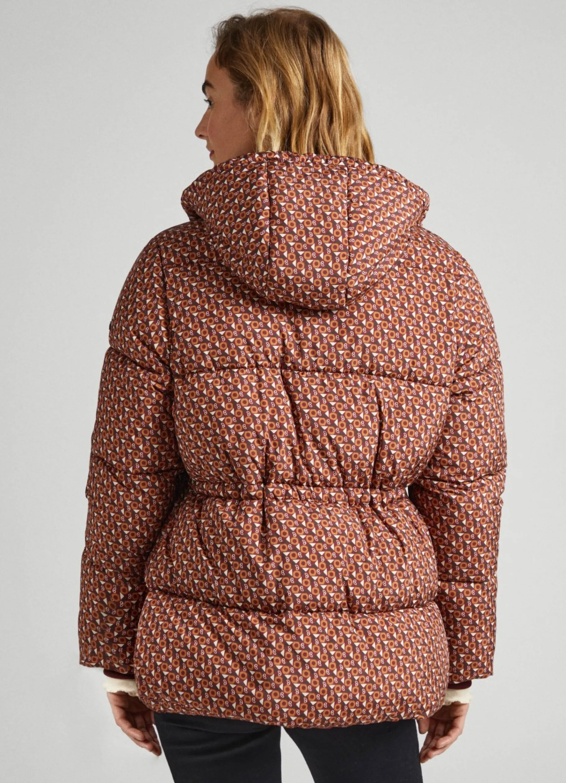 Women Pepe Jeans Geometric Print Puffer Jacket