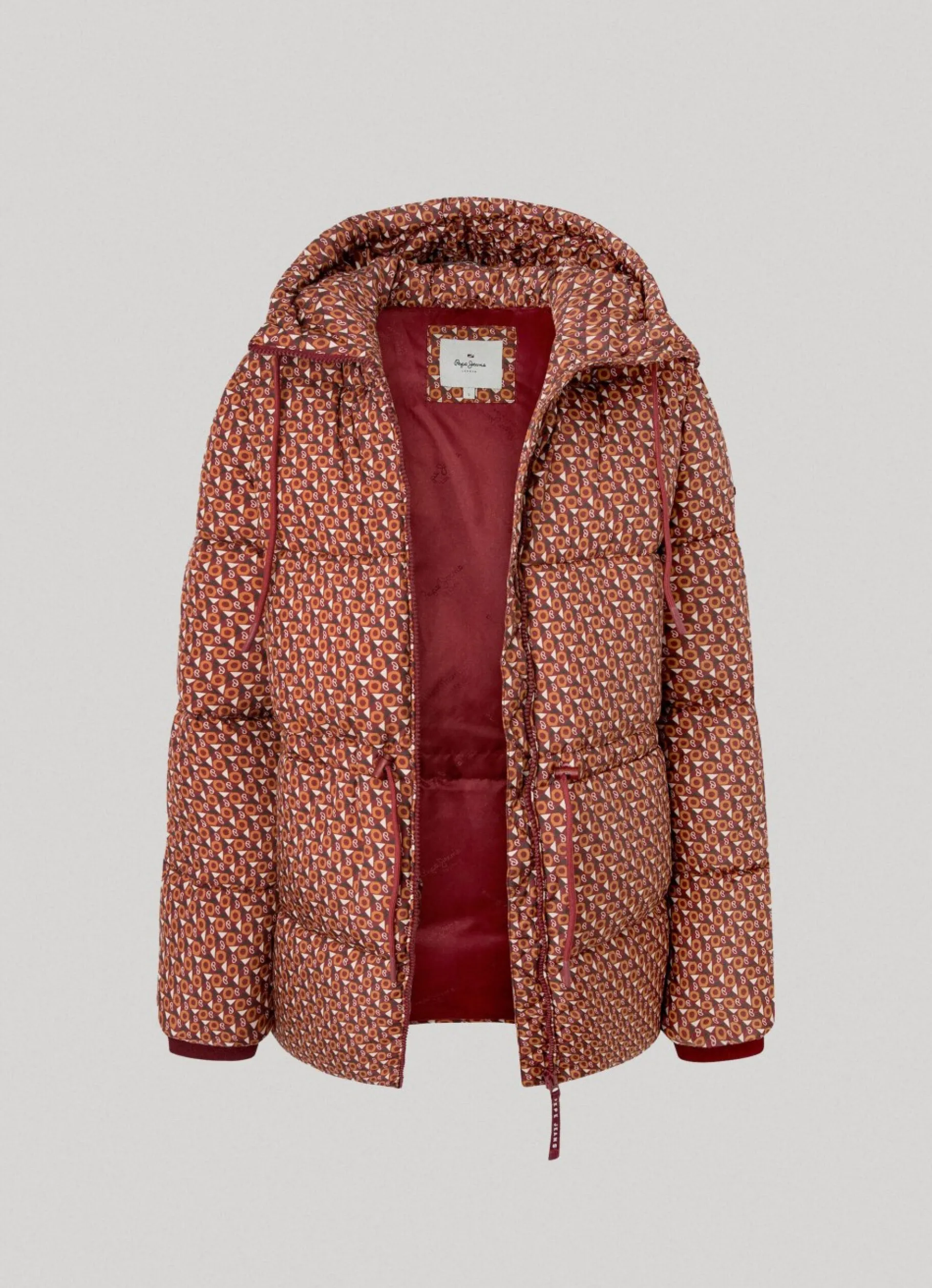 Women Pepe Jeans Geometric Print Puffer Jacket