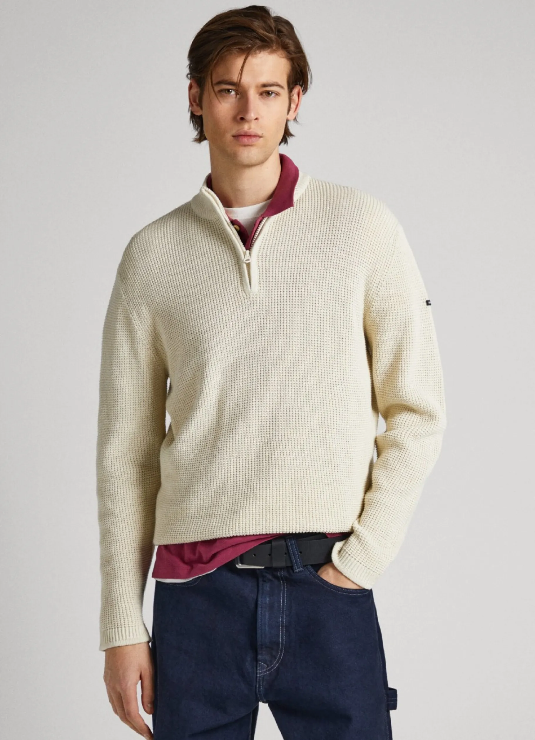 Men Pepe Jeans Half-Zip Cotton Jumper