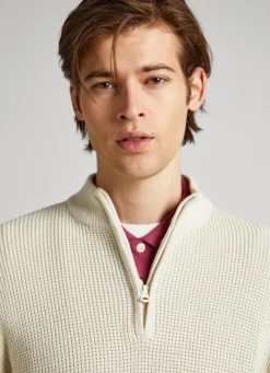 Men Pepe Jeans Half-Zip Cotton Jumper