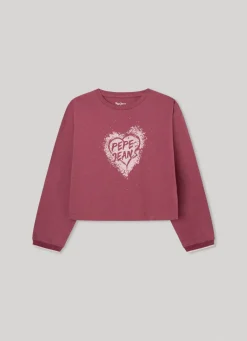 Girl Pepe Jeans Heart Logo T-Shirt