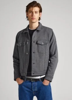 Men Pepe Jeans Heathered Fabric Jacket