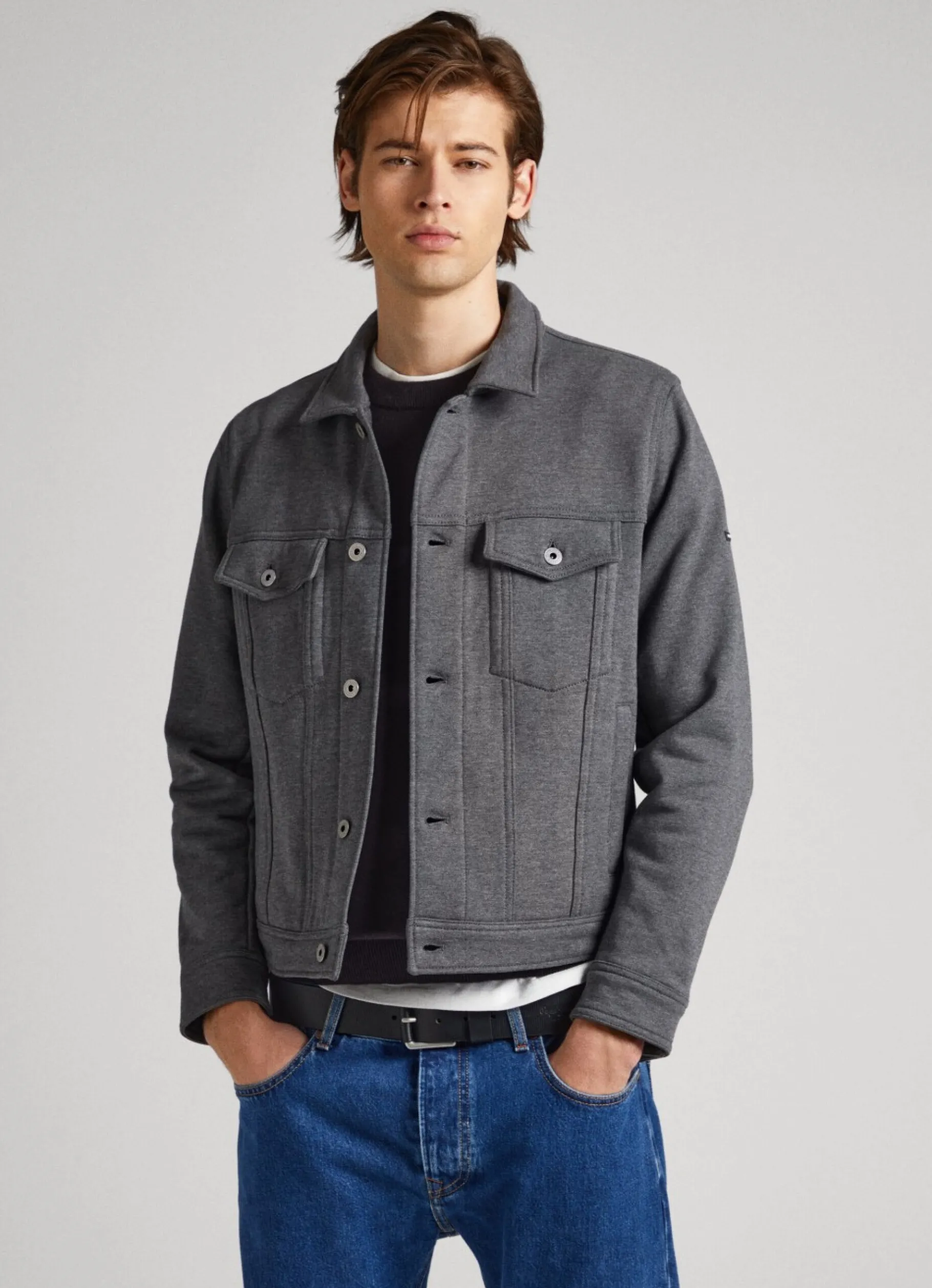 Men Pepe Jeans Heathered Fabric Jacket