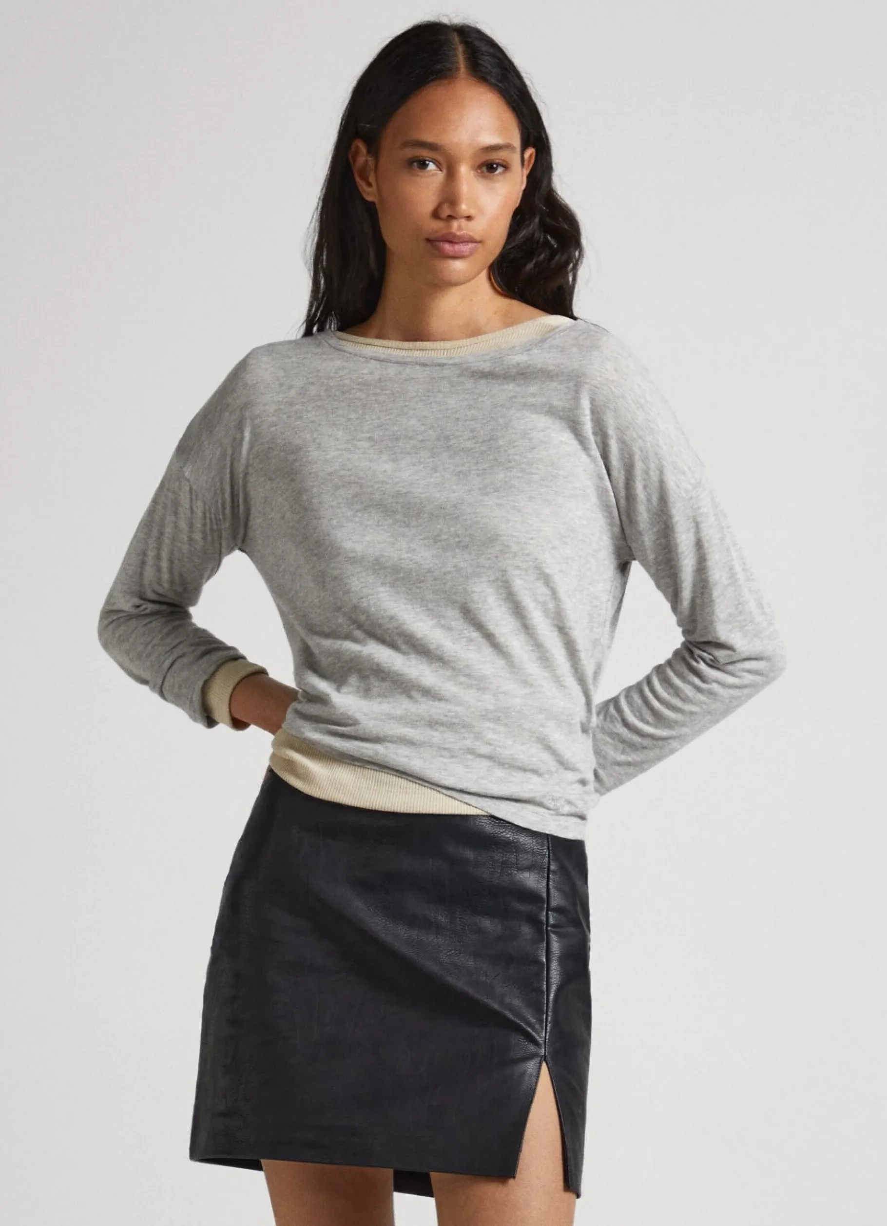 Women Pepe Jeans Heathered Long-Sleeve T-Shirt