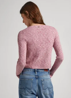 Women Pepe Jeans Heathered Melange Cotton Cardigan