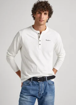 Men Pepe Jeans Henley Collar Long-Sleeve T-Shirt