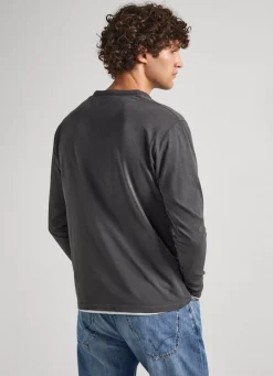 Men Pepe Jeans Henley Collar Long-Sleeve T-Shirt