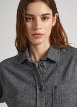 Women Pepe Jeans Herringbone Cotton Overshirt