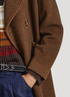 Women Pepe Jeans Herringbone Print Wool Coat