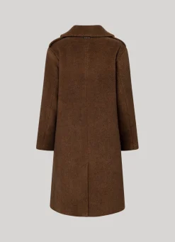 Women Pepe Jeans Herringbone Print Wool Coat