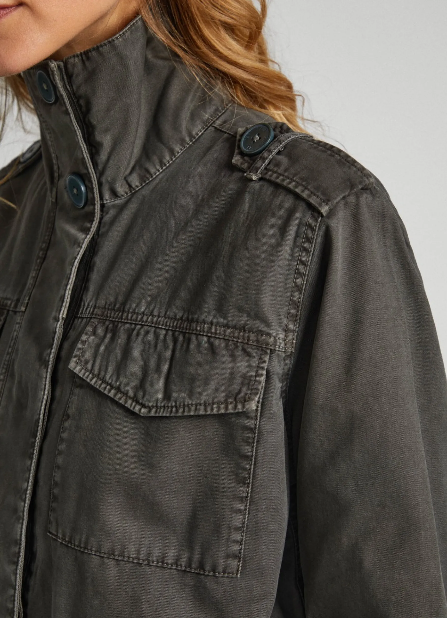 Women Pepe Jeans High Neck Cotton Parka