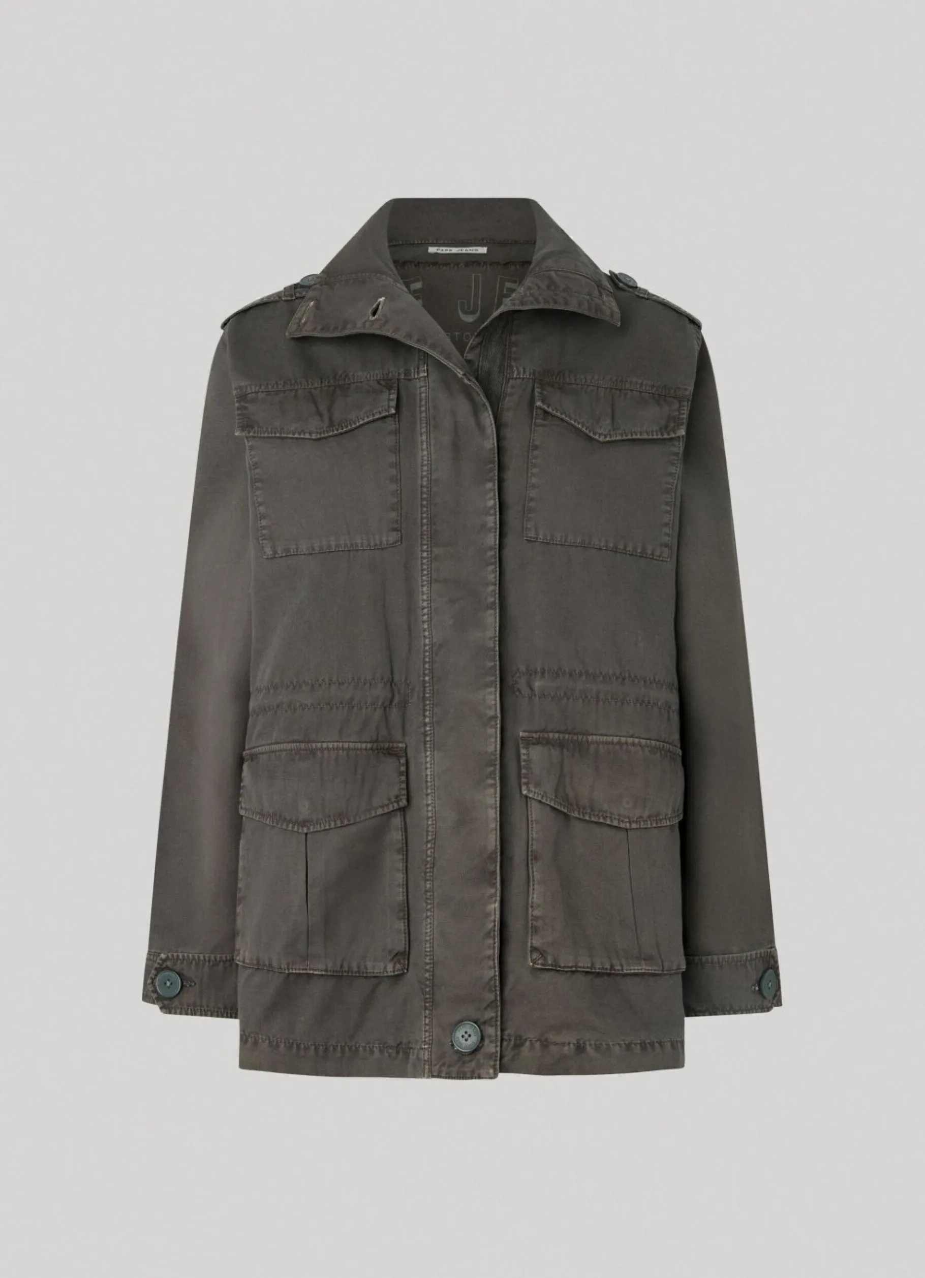 Women Pepe Jeans High Neck Cotton Parka