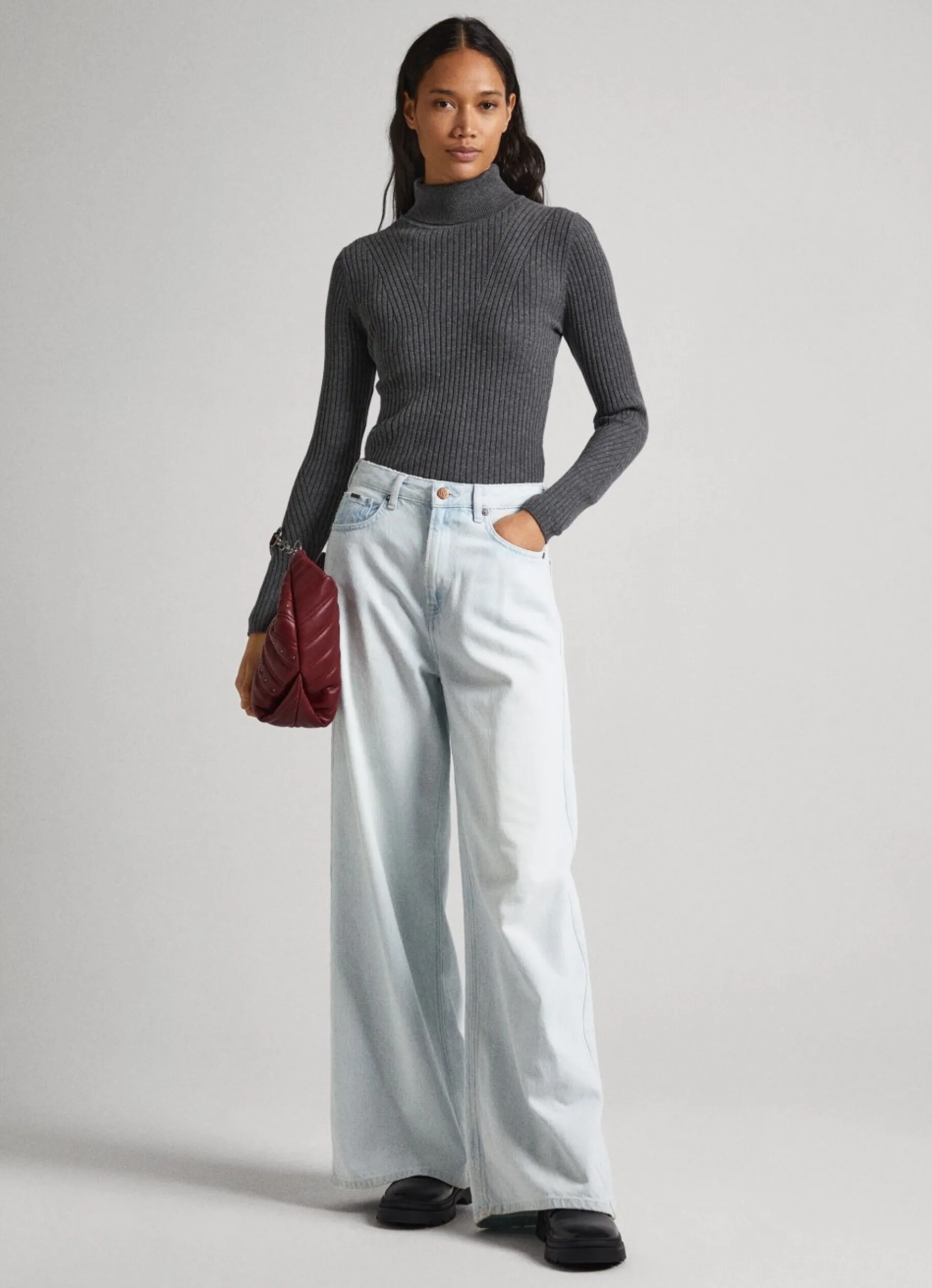Women Pepe Jeans High Neck Ribbed Knit