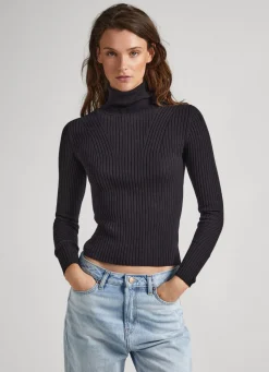 Women Pepe Jeans High Neck Ribbed Knit