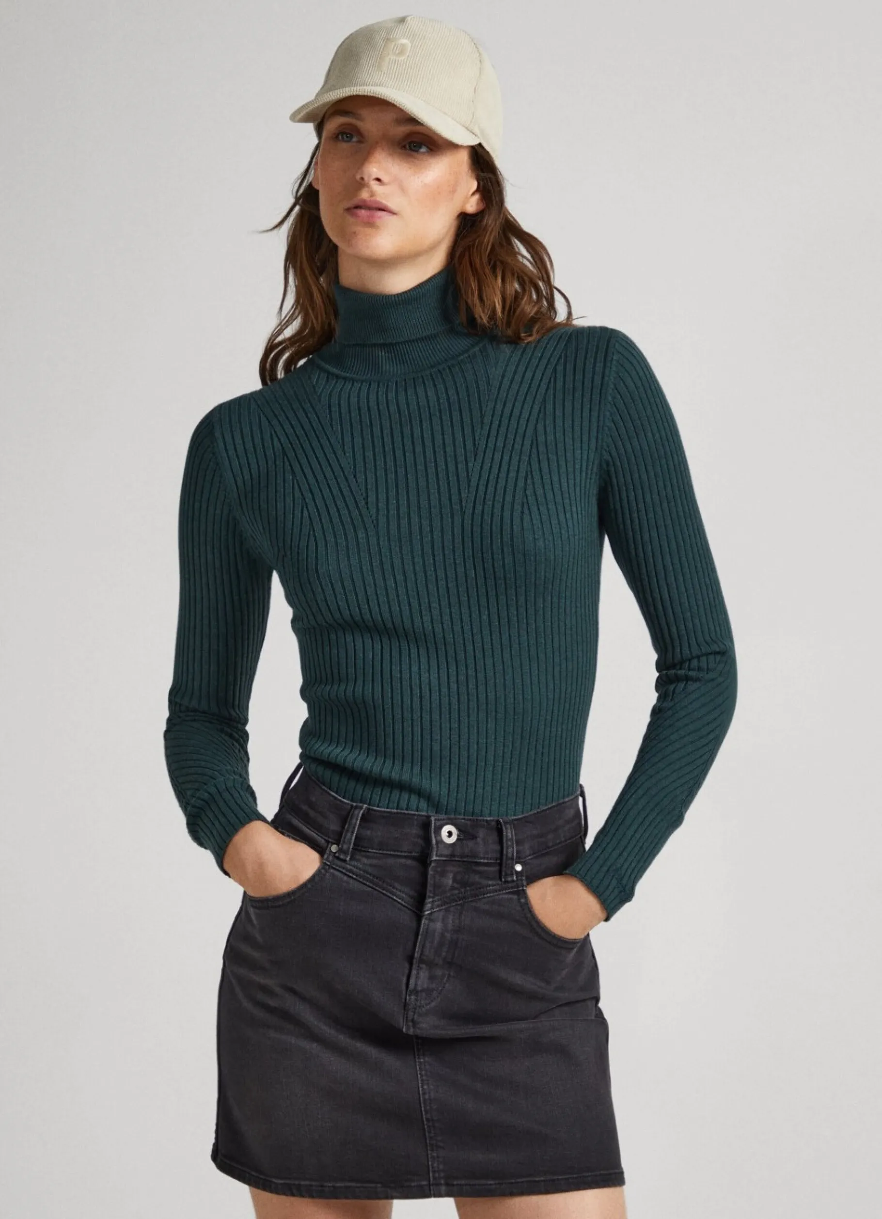 Women Pepe Jeans High Neck Ribbed Knit
