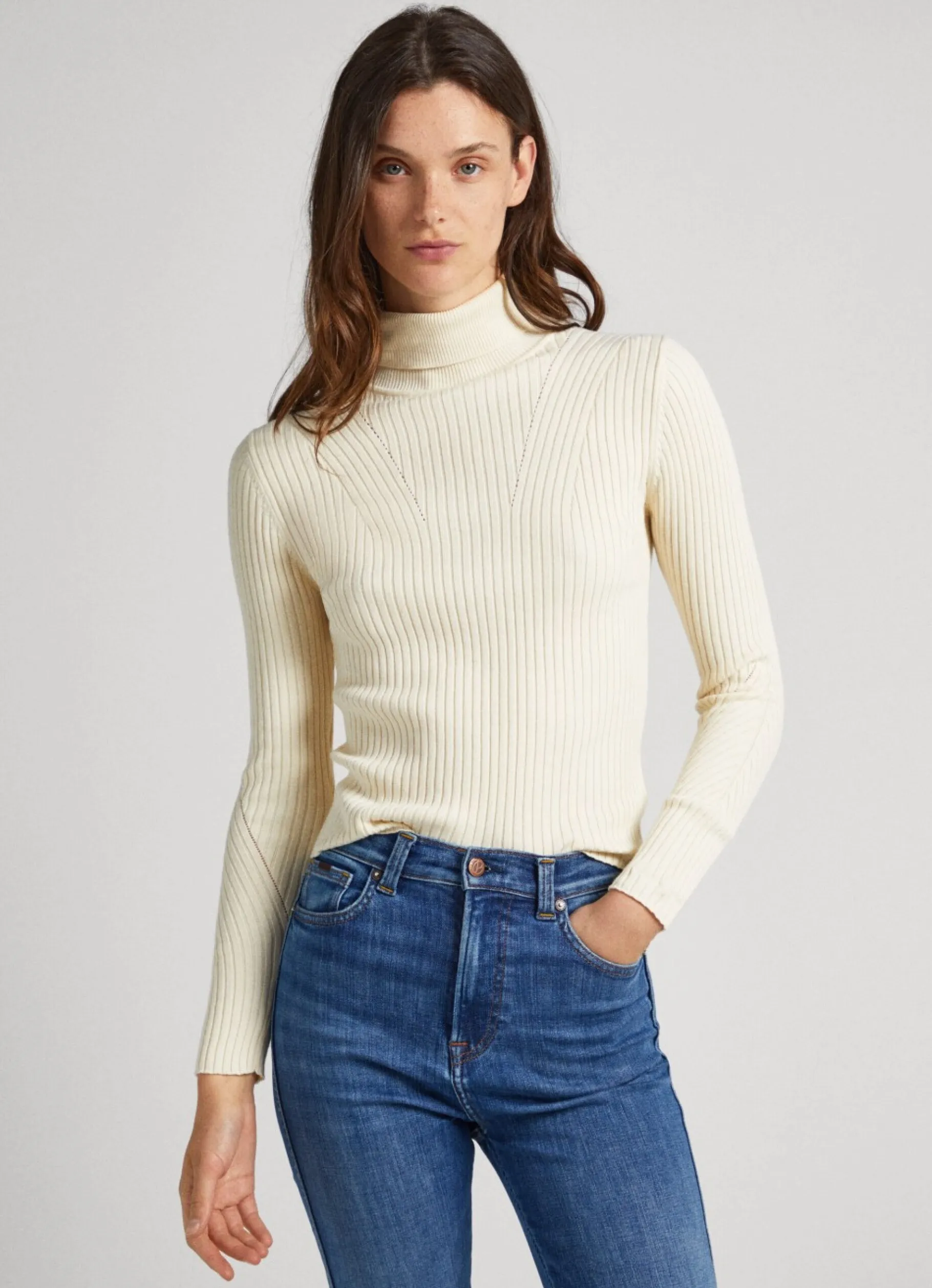 Women Pepe Jeans High Neck Ribbed Knit