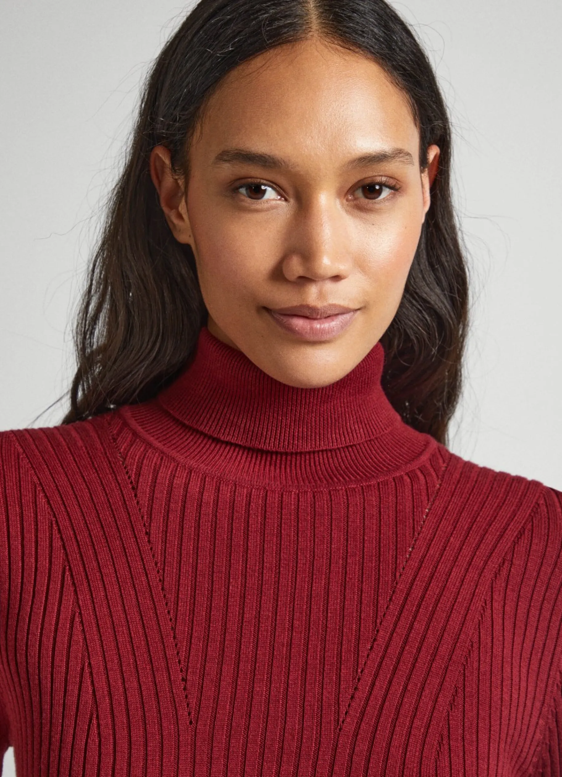 Women Pepe Jeans High Neck Ribbed Knit