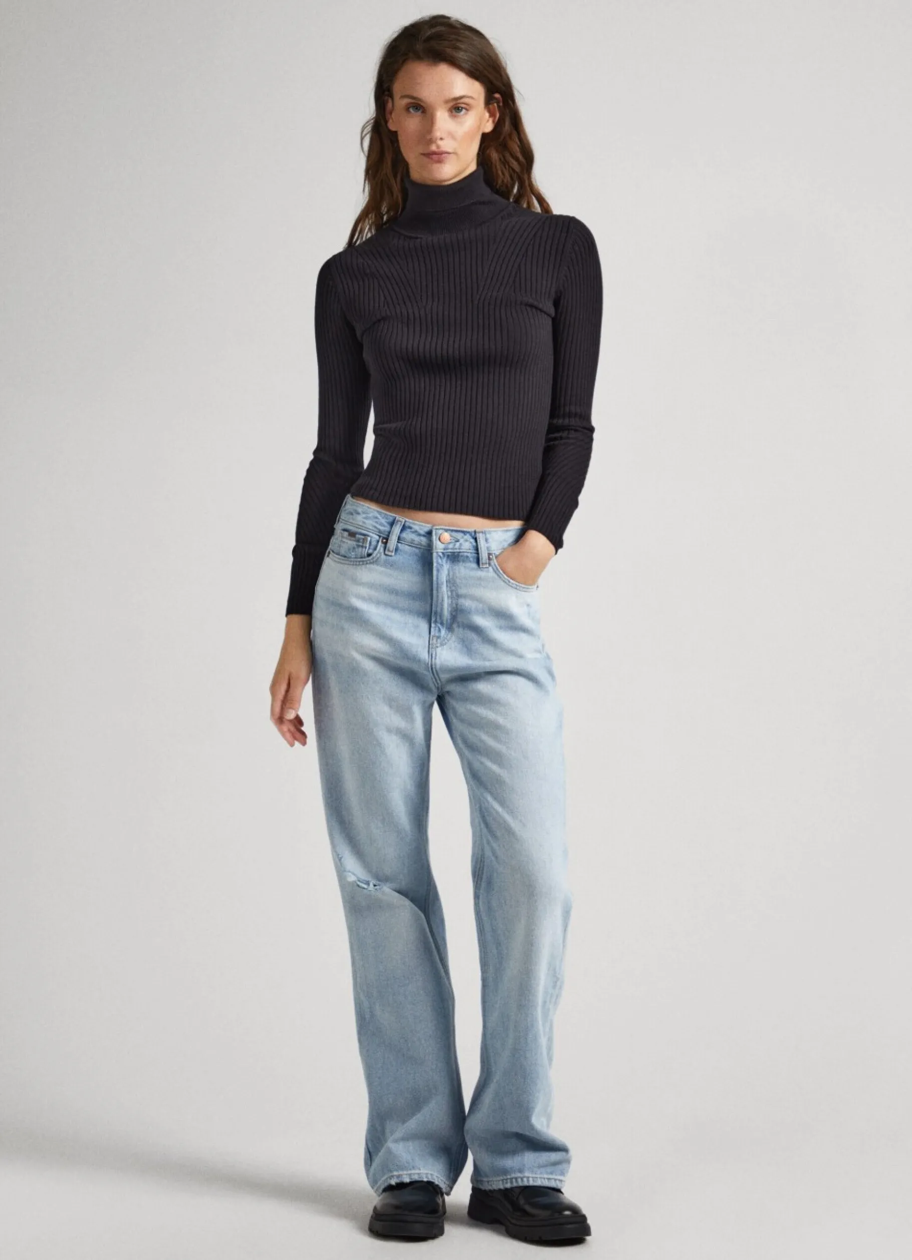 Women Pepe Jeans High Neck Ribbed Knit