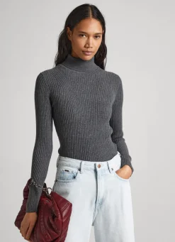 Women Pepe Jeans High Neck Ribbed Knit