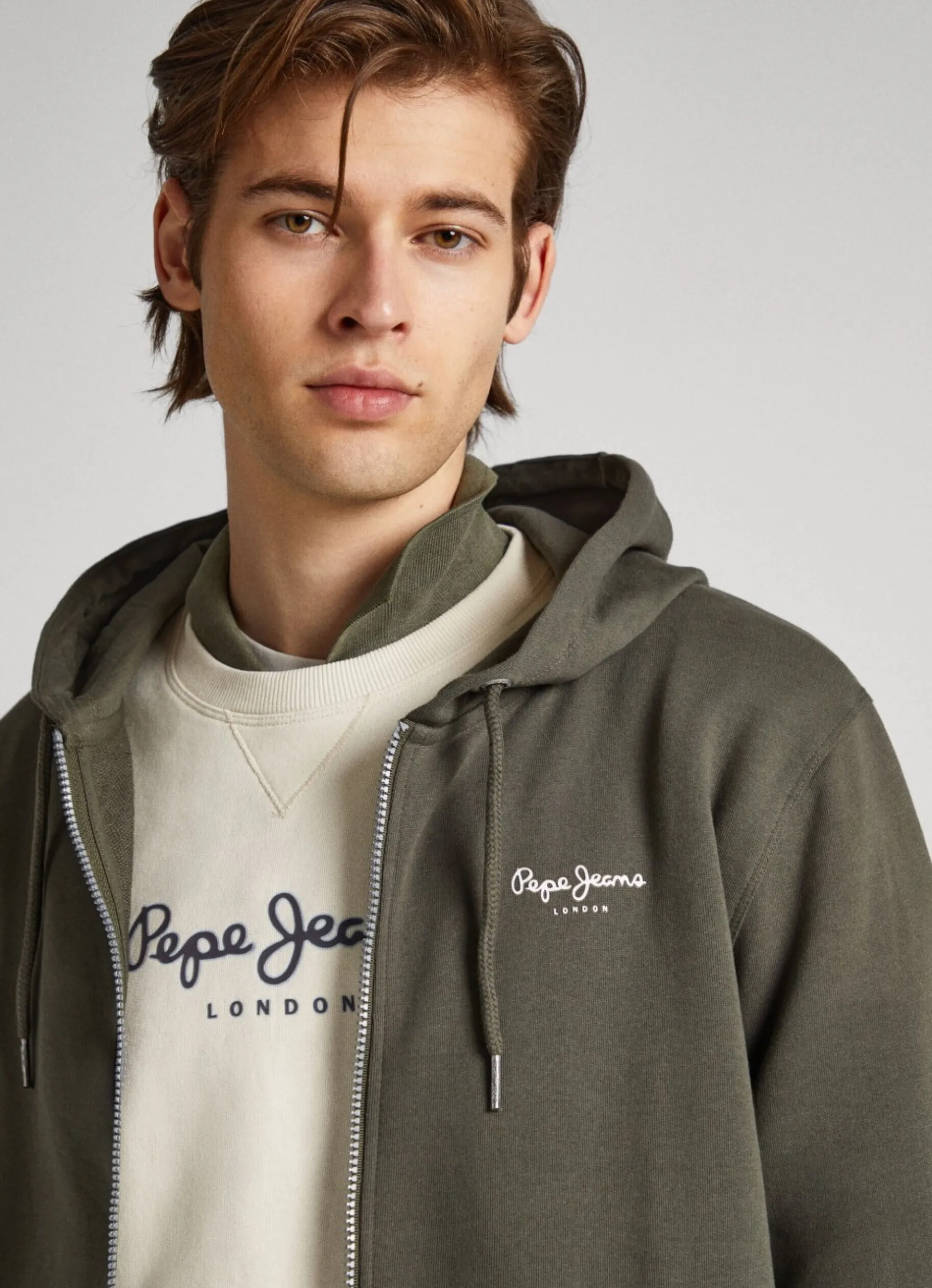 Men Pepe Jeans Hooded And Zipped Sweatshirt