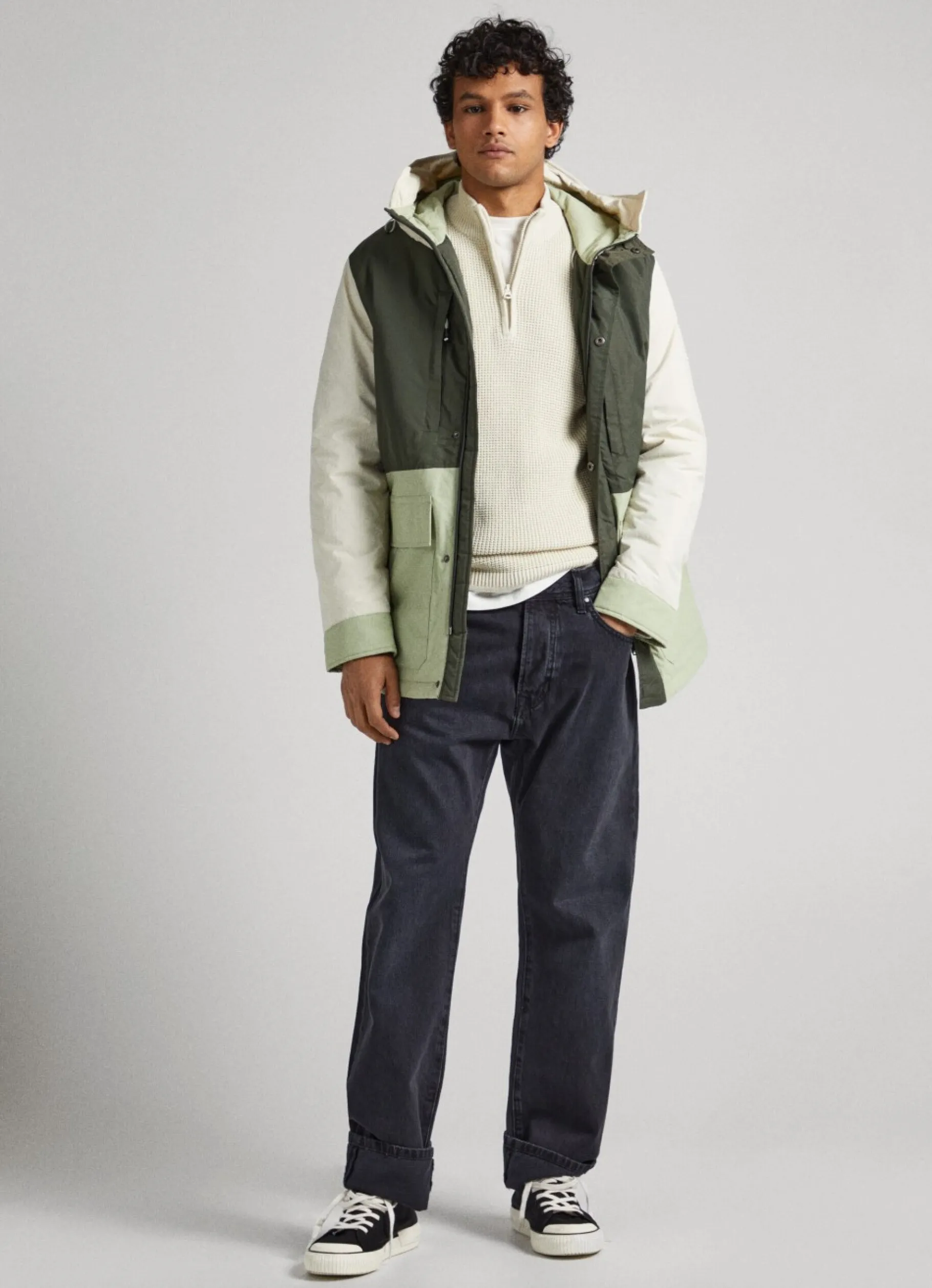 Men Pepe Jeans Hooded Colour Block Parka