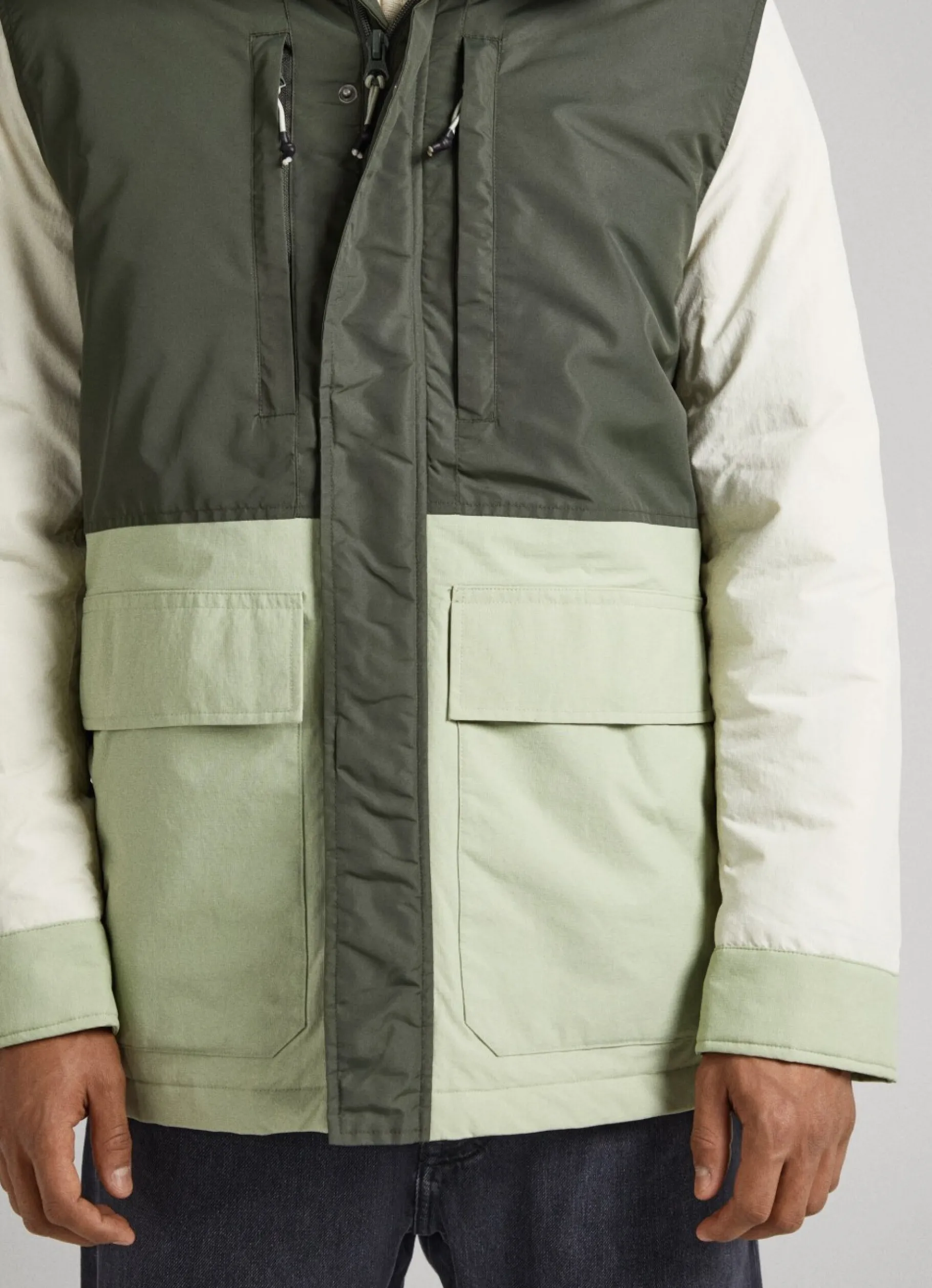Men Pepe Jeans Hooded Colour Block Parka