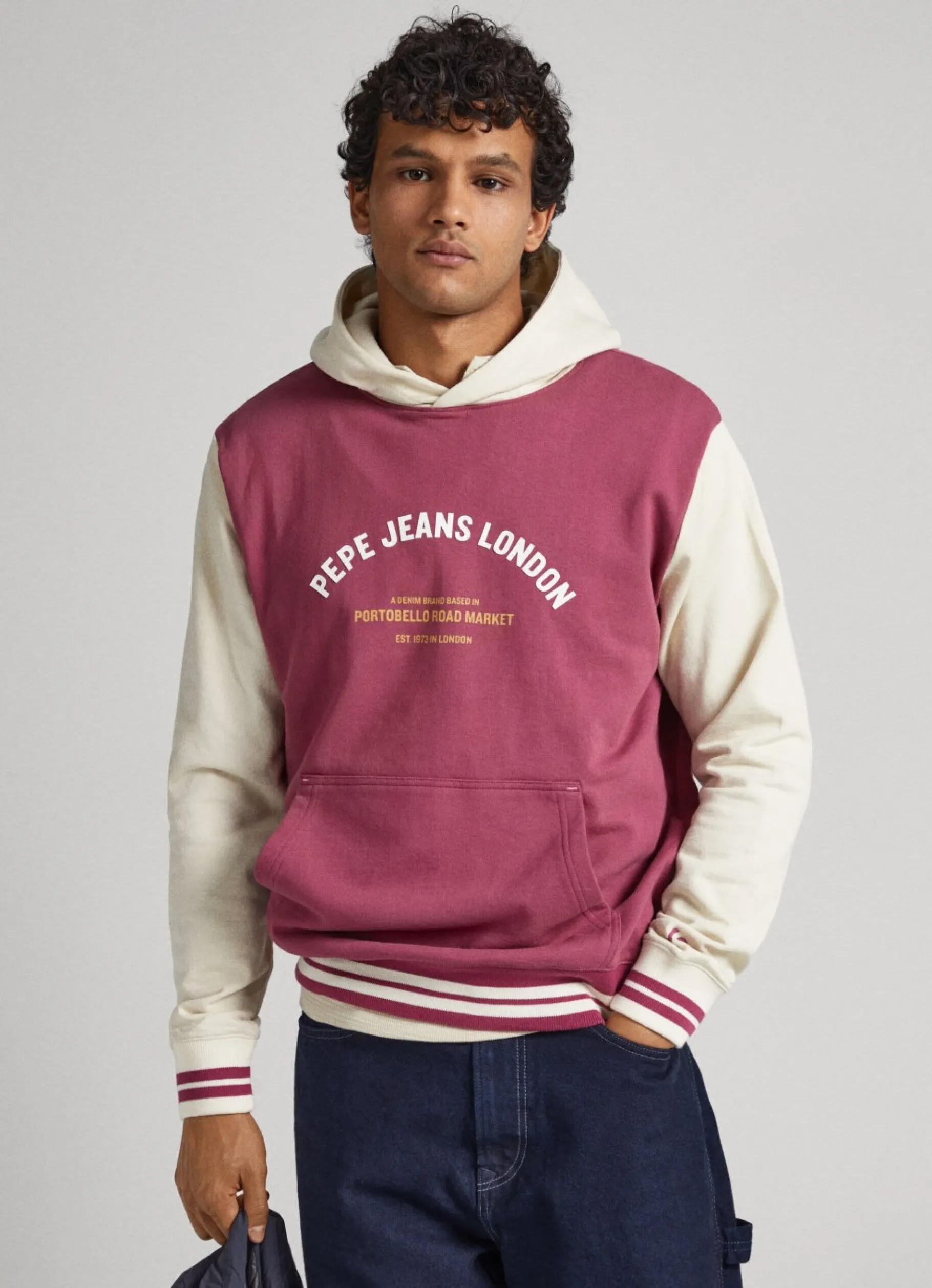 Men Pepe Jeans Hooded Cotton Sweatshirt