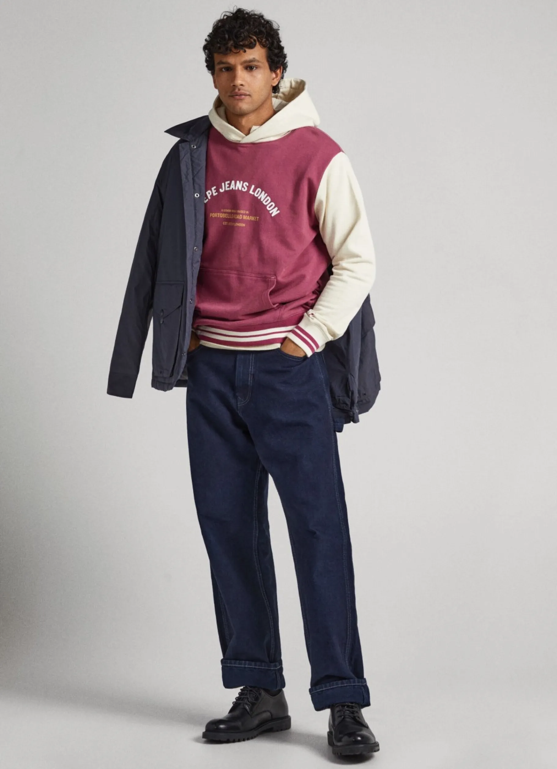 Men Pepe Jeans Hooded Cotton Sweatshirt