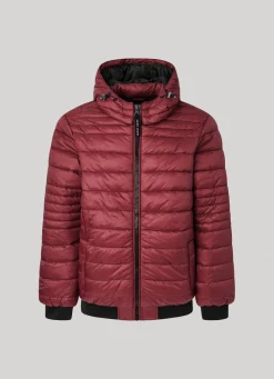 Men Pepe Jeans Hooded Nylon Puffer Jacket