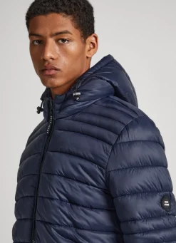 Men Pepe Jeans Hooded Nylon Puffer Jacket