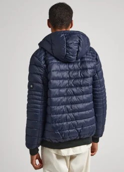 Men Pepe Jeans Hooded Nylon Puffer Jacket
