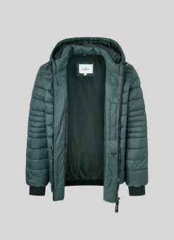 Men Pepe Jeans Hooded Nylon Puffer Jacket