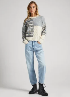 Women Pepe Jeans Jacquard Patchwork Knit