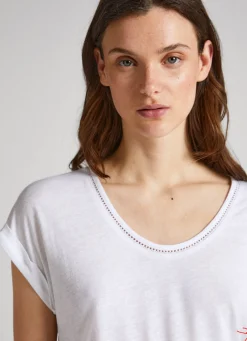 Women Pepe Jeans Lace Detail T-Shirt