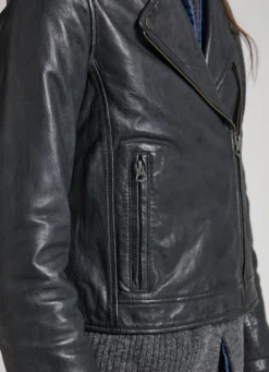 Women Pepe Jeans Lamb Leather Biker Jacket